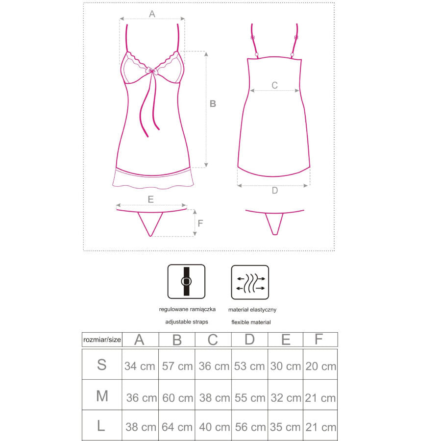 LIVCO CORSETTI FASHION - BABYDOLL HYEONA 1710 + THONG ROSE S LIVCO CORSETTI SETS