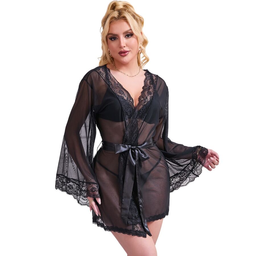 SUBBLIME - ROBE EN TISSU TRANSPARENT AVEC DÉTAIL DENTELLE NOIR S/M SUBBLIME BABYDOLLS