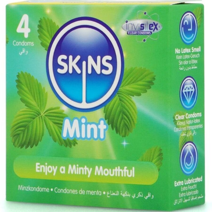 SKINS - PACK DE 4 PRÉSERVATIFS PREMIUM MENTHE SKINS