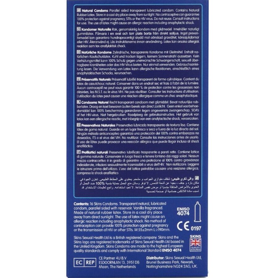 SKINS - PACK DE 16 PRÉSERVATIFS NATURELS PREMIUM SKINS