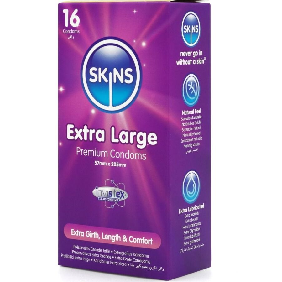 SKINS - PACK DE 16 PRÉSERVATIFS EXTRA LARGES PREMIUM SKINS