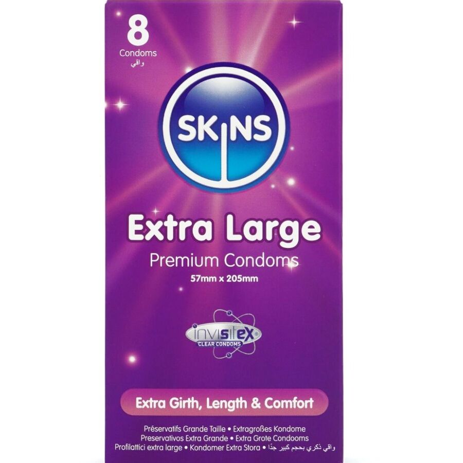 SKINS - PACK DE 8 PRÉSERVATIFS EXTRA LARGES PREMIUM SKINS