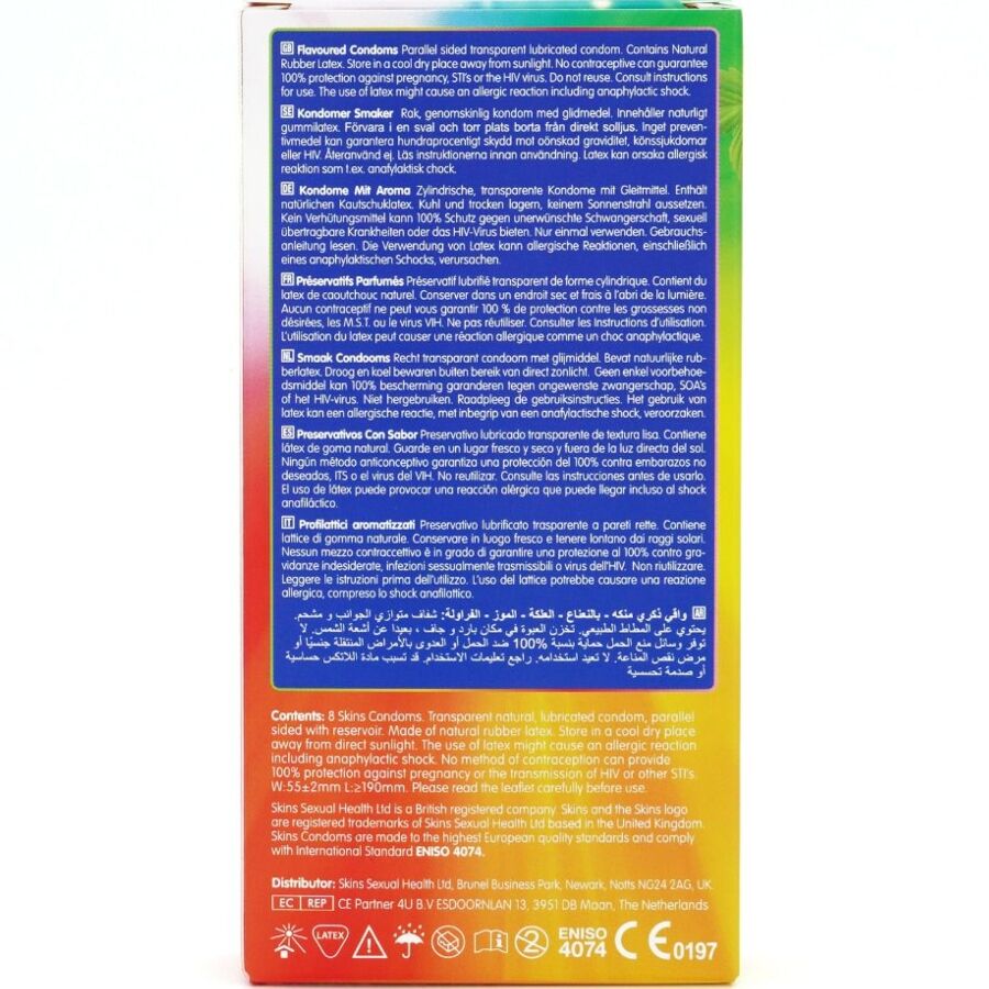 SKINS - PACK DE 8 PRÉSERVATIFS PREMIUM MULTI-SAVEURS SKINS