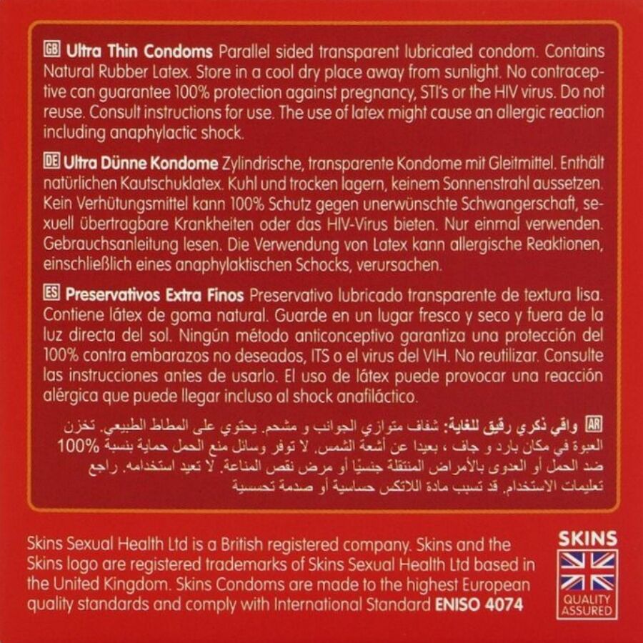 SKINS - PACK DE 4 PRÉSERVATIFS ULTRA FINS PREMIUM SKINS