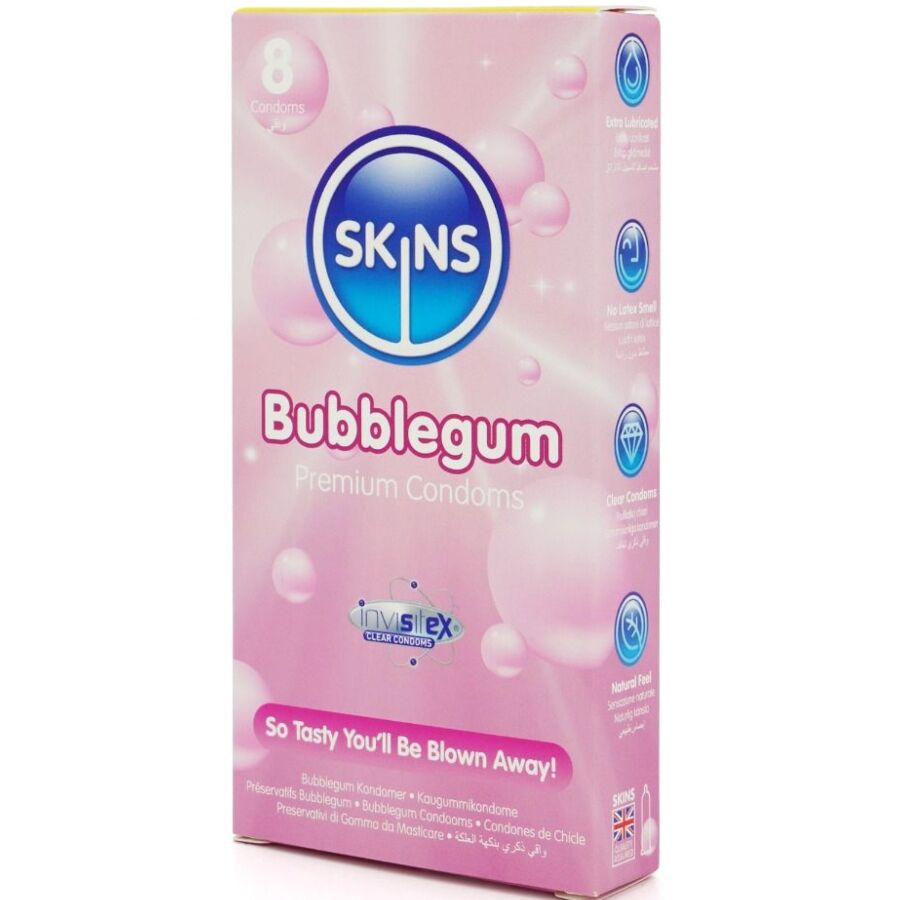 SKINS - PACK DE 8 PRÉSERVATIFS PREMIUM BUBBLEGUM SKINS