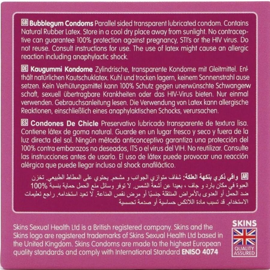 SKINS - PACK DE 4 PRÉSERVATIFS BUBBLEGUM PREMIUM SKINS