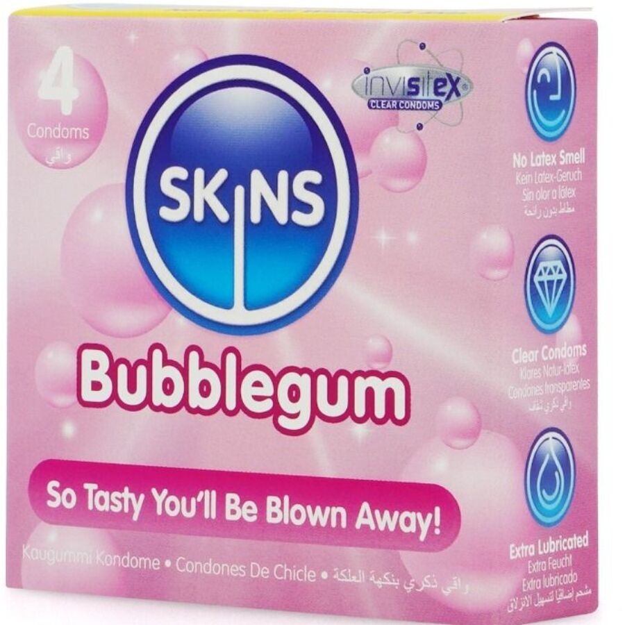 SKINS - PACK DE 4 PRÉSERVATIFS BUBBLEGUM PREMIUM SKINS