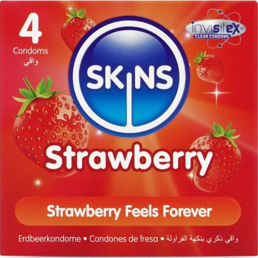 SKINS - PACK DE 4 PRÉSERVATIFS PREMIUM FRAISE SKINS