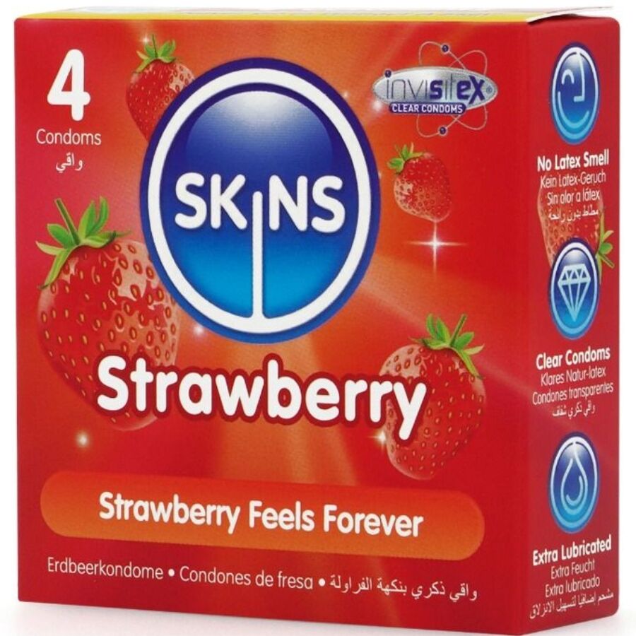SKINS - PACK DE 4 PRÉSERVATIFS PREMIUM FRAISE SKINS