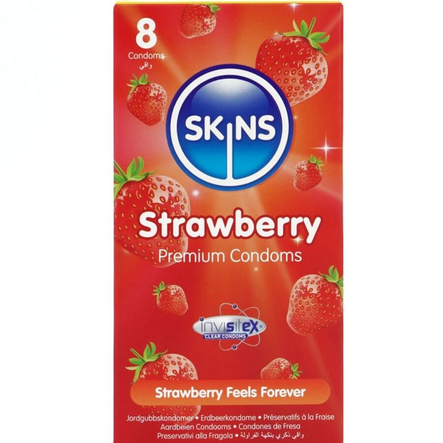 SKINS - PACK DE 8 PRÉSERVATIFS PREMIUM FRAISE SKINS