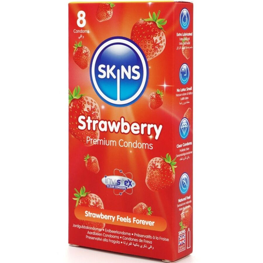 SKINS - PACK DE 8 PRÉSERVATIFS PREMIUM FRAISE SKINS