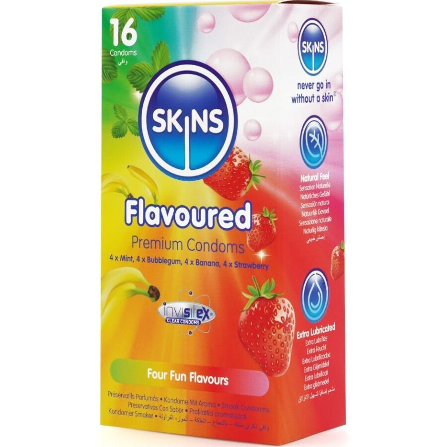 SKINS - PACK DE 16 PRÉSERVATIFS PREMIUM MULTI-SAVEURS SKINS