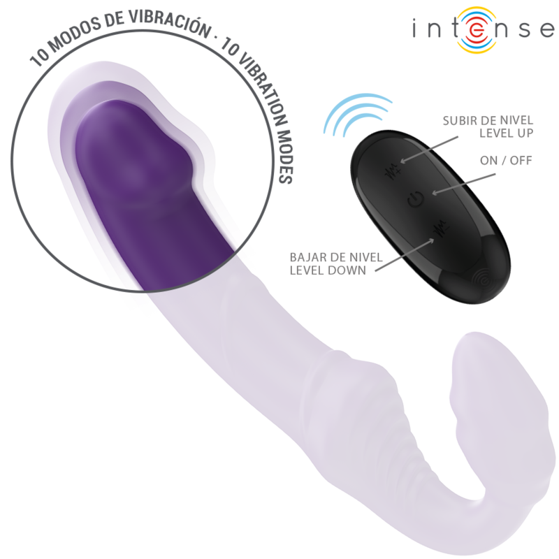 INTENSE - JILL DOUBLE VIBRATEUR 20 CM VIOLET TÉLÉCOMMANDE INTENSE FUN
