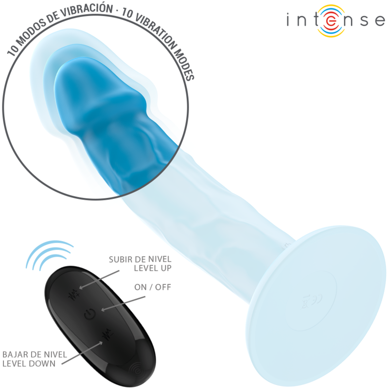 INTENSE - PHOEBE VIBRATEUR RÉALISTE 10 VIBRATIONS TÉLÉCOMMANDE BLEU INTENSE FUN