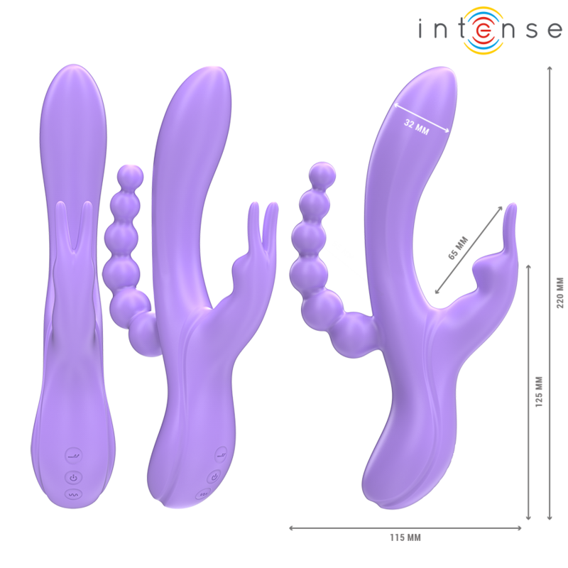 INTENSE - MIKO TRIPLE VIBRATEUR LAPIN & STIMULATEUR & ANAL 7 VIBRATIONS VIOLET INTENSE FUN