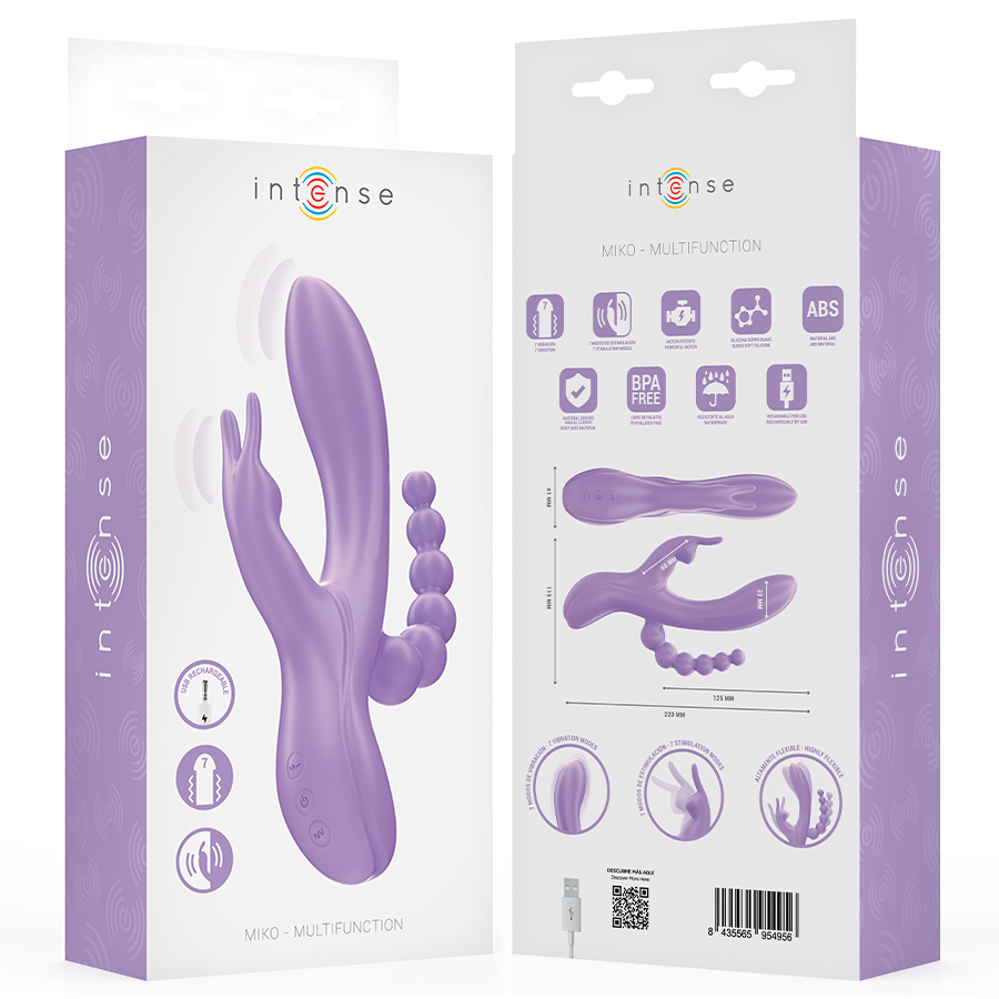 INTENSE - MIKO TRIPLE VIBRATEUR LAPIN & STIMULATEUR & ANAL 7 VIBRATIONS VIOLET INTENSE FUN