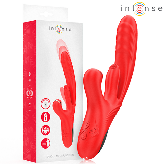 INTENSE - KAROL VIBRATEUR MULTIFONCTION POUSSÉE & STIMULATION & ONDES STIMULANTES ROUGE INTENSE FUN