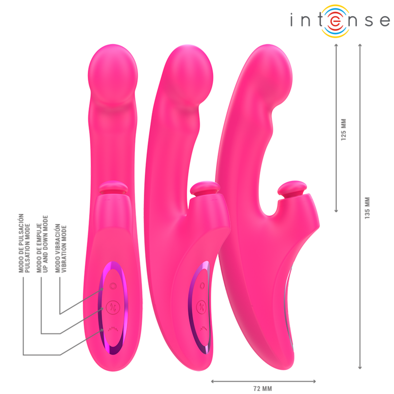 INTENSE - EMI VIBRATEUR 13,5 CM MULTIFONCTION 3 EN 1 10 VIBRATIONS ROSE INTENSE FUN