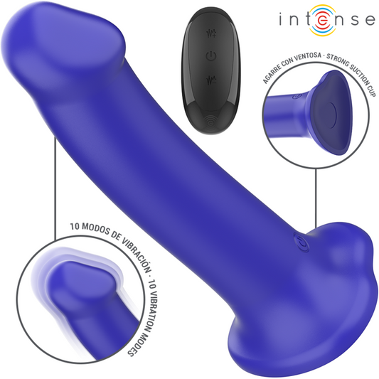 INTENSE - VICTORIA VIBRATEUR AVEC VENTOUSE 10 VIBRATIONS BLEU FONCÉ TÉLÉCOMMANDE INTENSE FUN