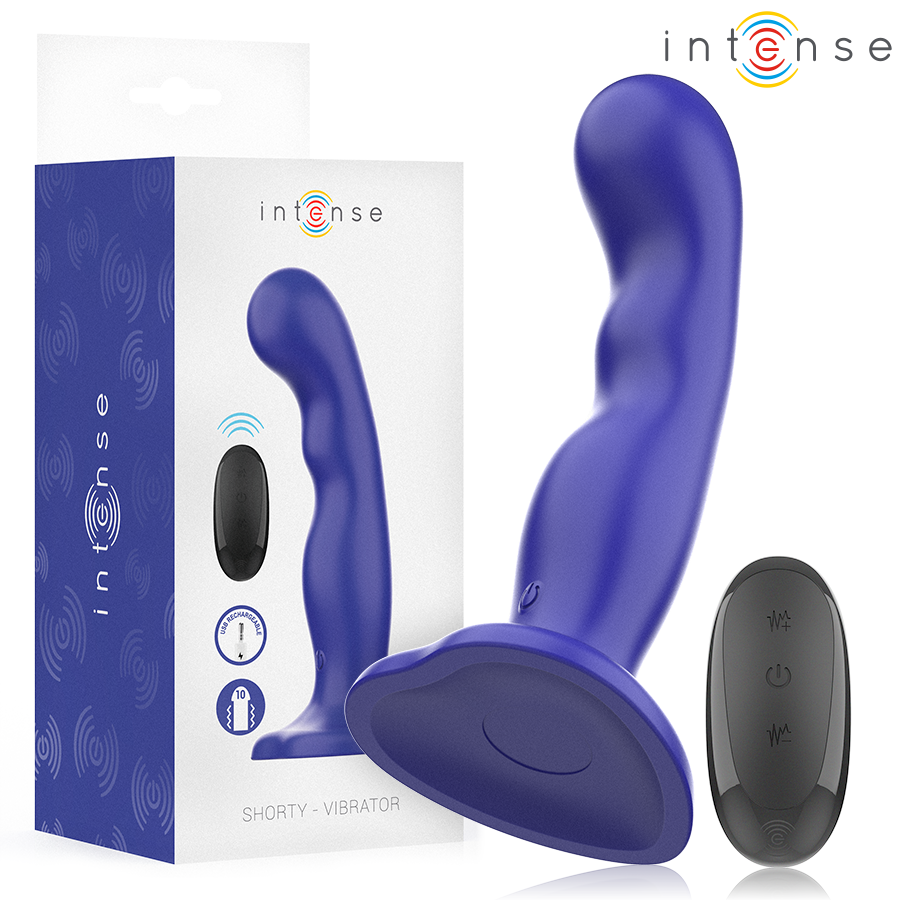 INTENSE - SHORTY VIBRATEUR AVEC VENTOUSE TÉLÉCOMMANDE BLEUE INTENSE FUN