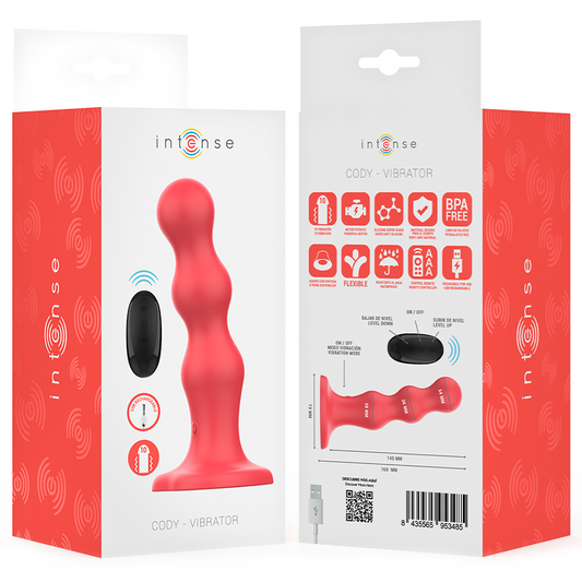 INTENSE - CODY VIBRATEUR AVEC VENTOUSE TÉLÉCOMMANDE ROUGE INTENSE FUN