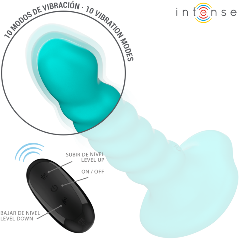 INTENSE - BUFFY VIBRATEUR TAILLE S DESIGN SPIRALE 10 VIBRATIONS TÉLÉCOMMANDE BLEUE INTENSE FUN