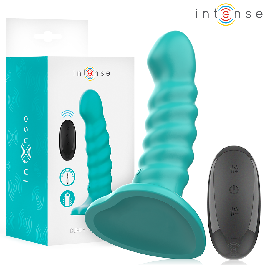 INTENSE - BUFFY VIBRATEUR TAILLE S DESIGN SPIRALE 10 VIBRATIONS TÉLÉCOMMANDE BLEUE INTENSE FUN