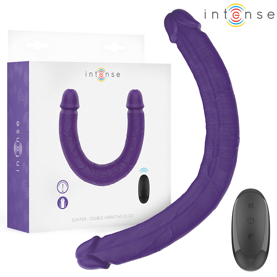 INTENSE - GUNTER DILDO DOUBLE VIBRATEUR 40 CM VIOLET TÉLÉCOMMANDE INTENSE FUN