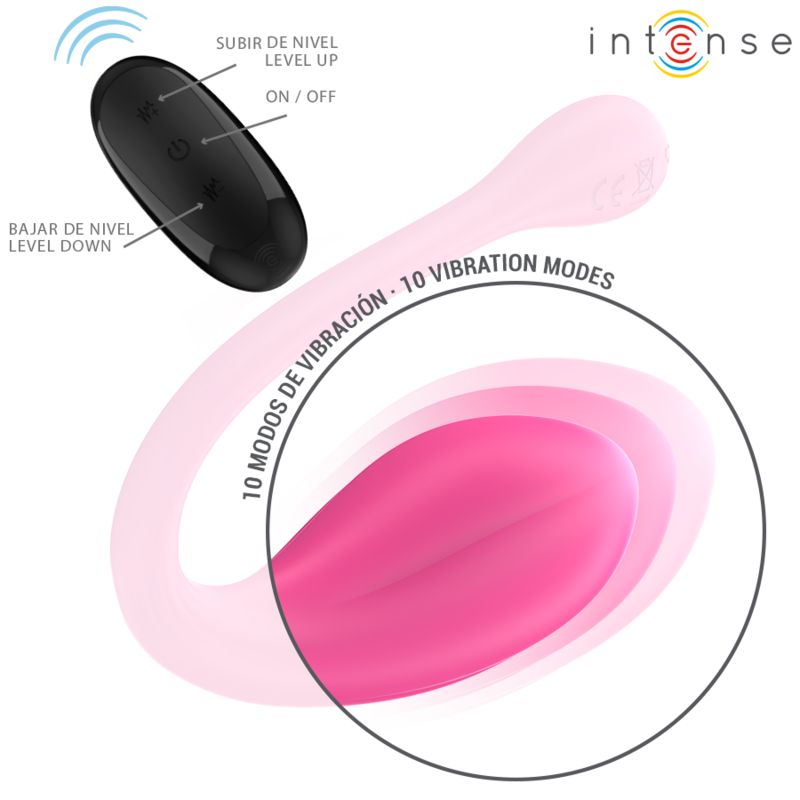 INTENSE - JANICE U VIBRATEUR DOUBLE STIMULATION 10 VIBRATIONS ROSE TÉLÉCOMMANDE INTENSE COUPLES TOYS