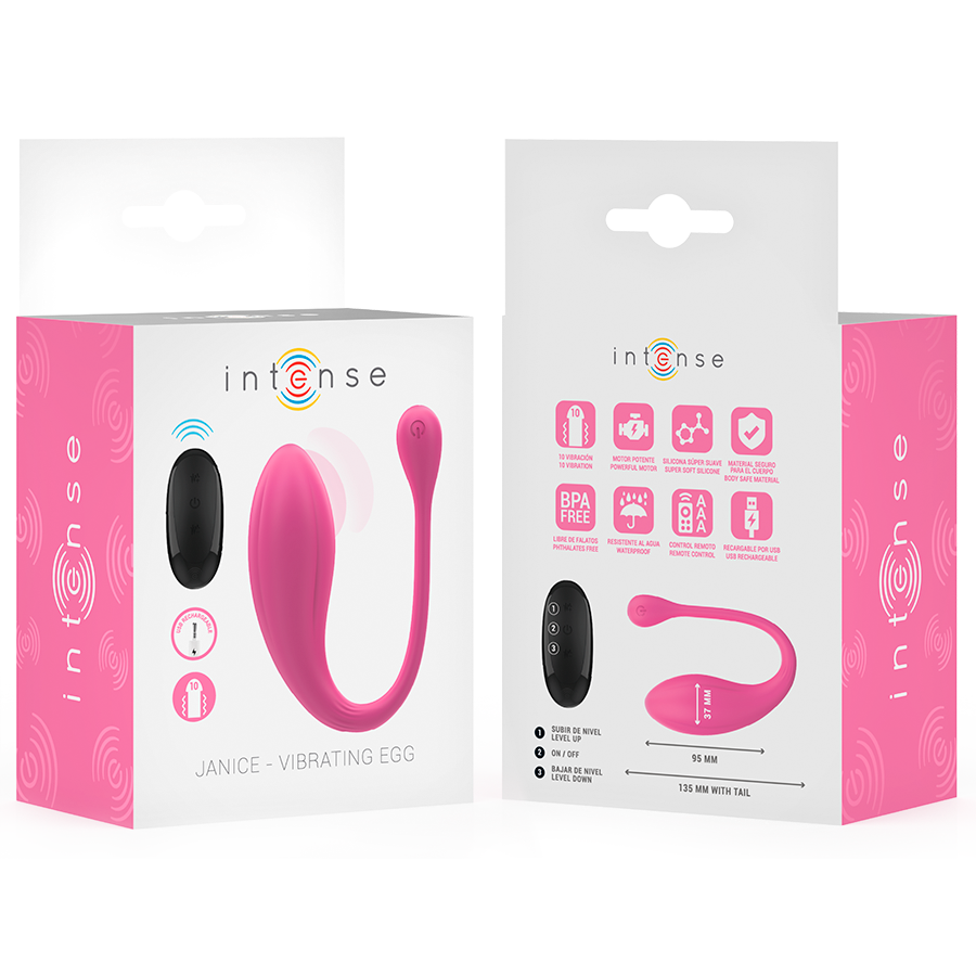 INTENSE - JANICE U VIBRATEUR DOUBLE STIMULATION 10 VIBRATIONS ROSE TÉLÉCOMMANDE INTENSE COUPLES TOYS