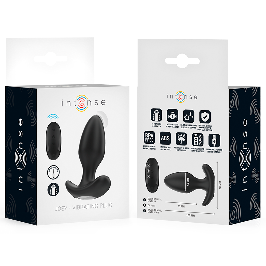 INTENSE - JOEY ANAL PLUG 10 VIBRATIONS NOIR TÉLÉCOMMANDE INTENSE ANAL TOYS