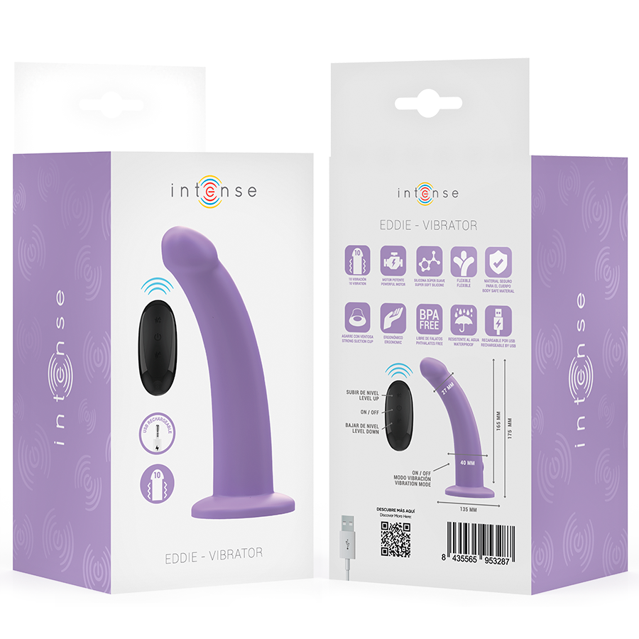 INTENSE - EDDIE VIBRATEUR 17,5 CM 10 VIBRATIONS VIOLET TÉLÉCOMMANDE INTENSE FUN