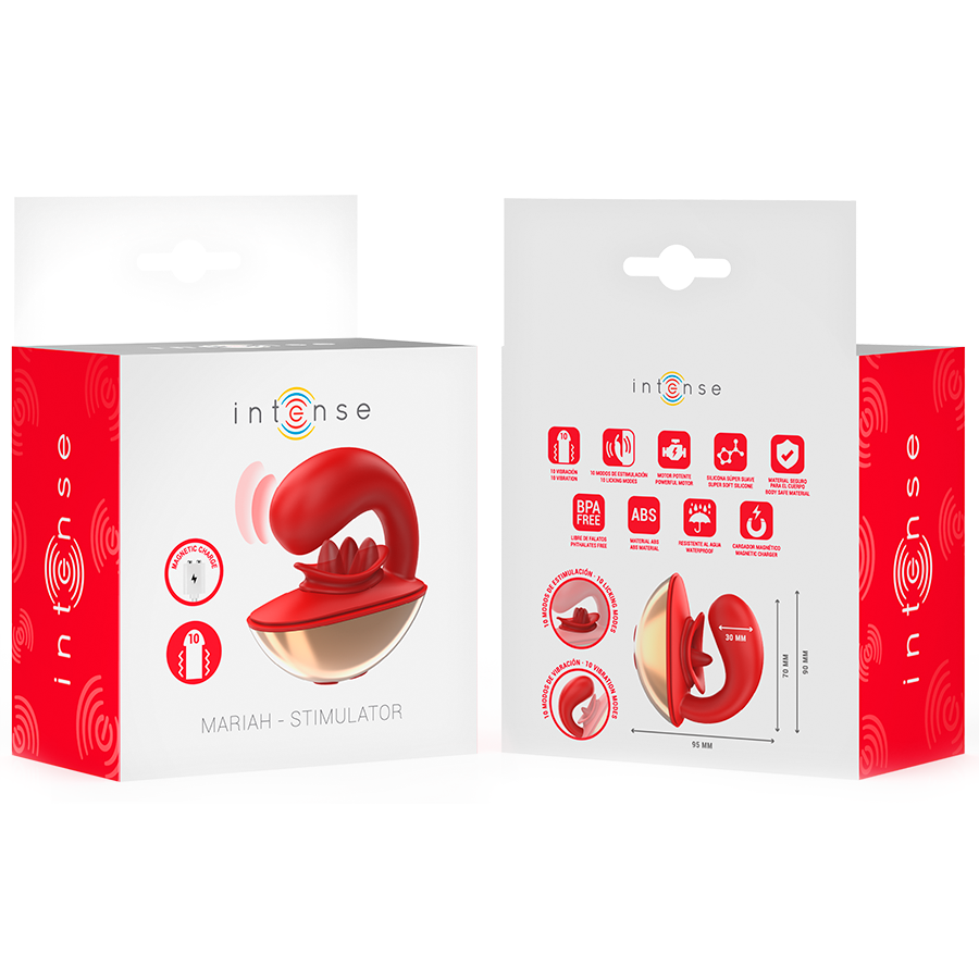INTENSE - VIBRATEUR & STIMULATEUR MARIAH EN FORME DE U 10 VIBRATIONS ROUGE INTENSE FUN