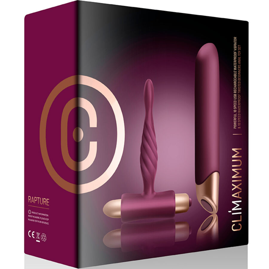 CLIMAXIMUM - KIT RAPTURE VIBRATEUR CLASSIQUE + PLUG ANAL DÉBUTANT CLIMAXIMUM