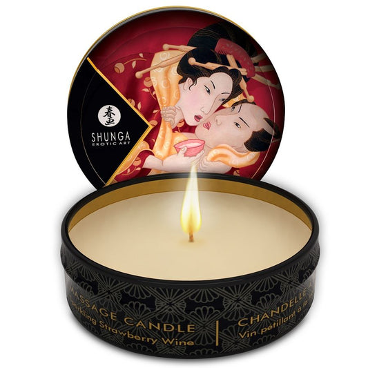 SHUNGA - MINI CARESSE AUX CHANDELLES FRAISES ET BOUGIE DE MASSAGE CAVA 30 ML SHUNGA CANDLES