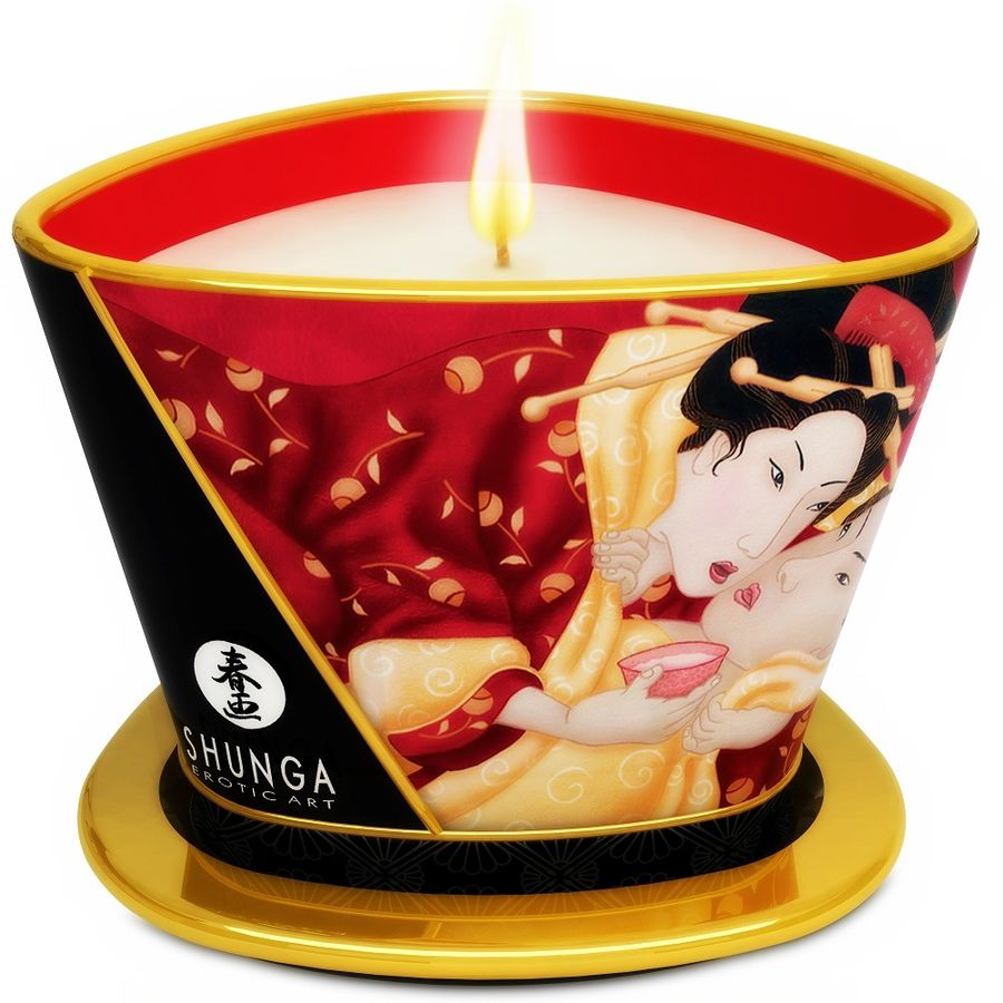 SHUNGA - MINI CARESSE AUX BOUGIES FRAISES ET BOUGIE DE MASSAGE CAVA 170 ML SHUNGA CANDLES