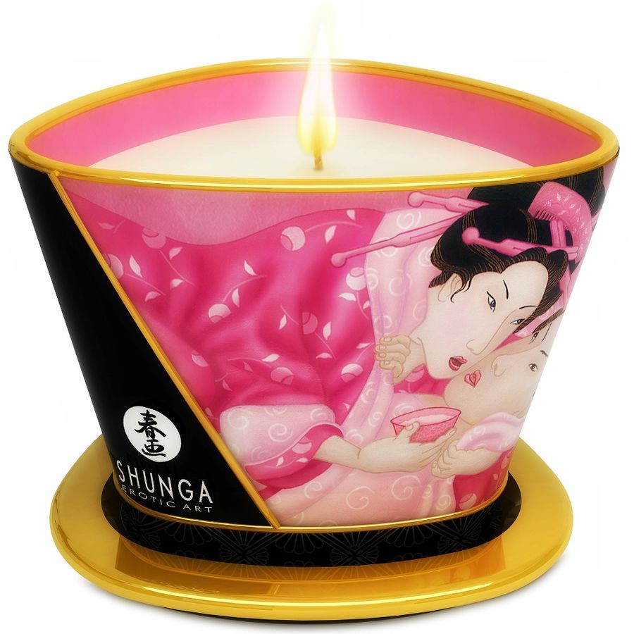 SHUNGA - MINI CARESSE À LA CHANDELLE BOUGIE DE MASSAGE ROSES APHRODISIAQUES 170 ML SHUNGA CANDLES