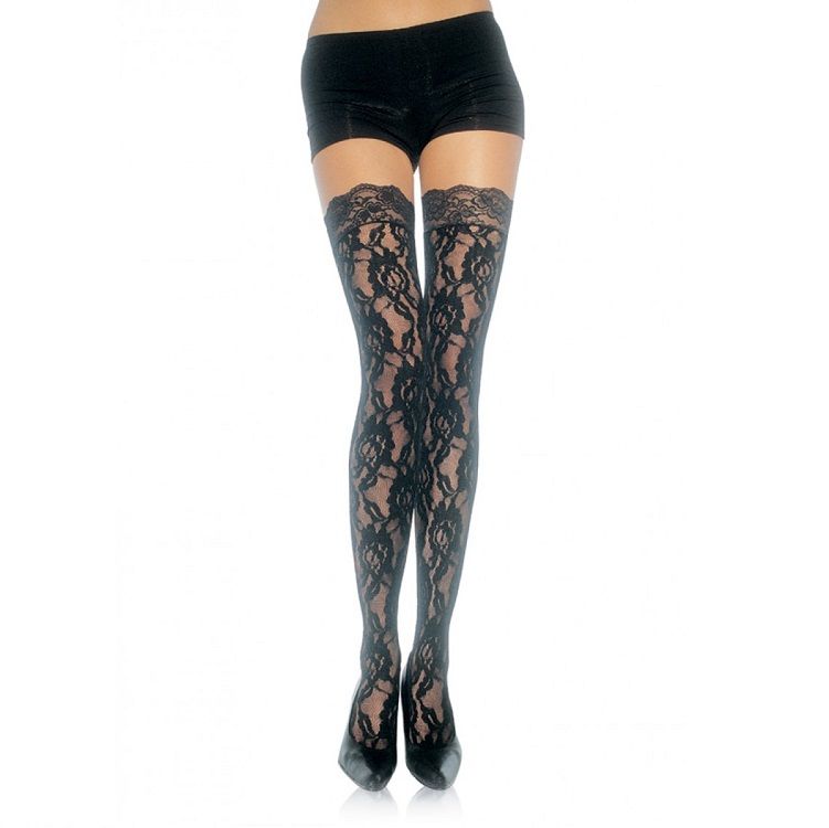 LEG AVENUE - BAS EN DENTELLE FLEURIE LEG AVENUE HOSIERY
