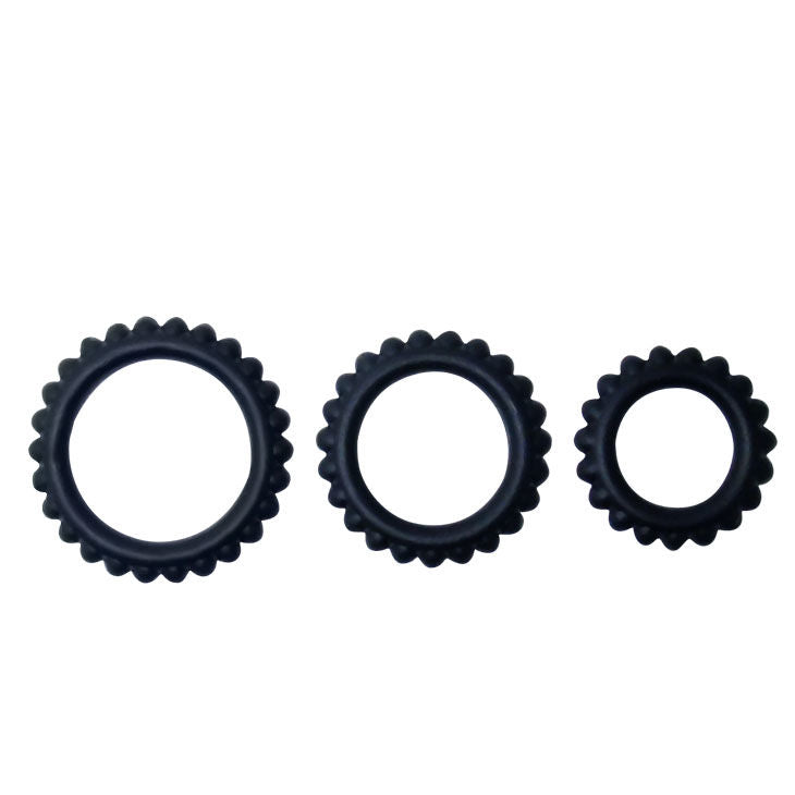 BAILE - TITAN SET 3 PCS COCK RING NOIR 2.8 + 2.4 + 1.9 CM BAILE FOR HIM