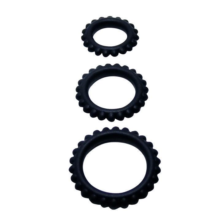 BAILE - TITAN SET 3 PCS COCK RING NOIR 2.8 + 2.4 + 1.9 CM BAILE FOR HIM