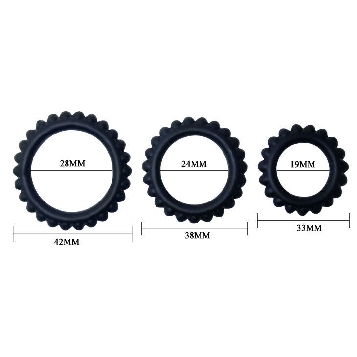 BAILE - TITAN SET 3 PCS COCK RING NOIR 2.8 + 2.4 + 1.9 CM BAILE FOR HIM