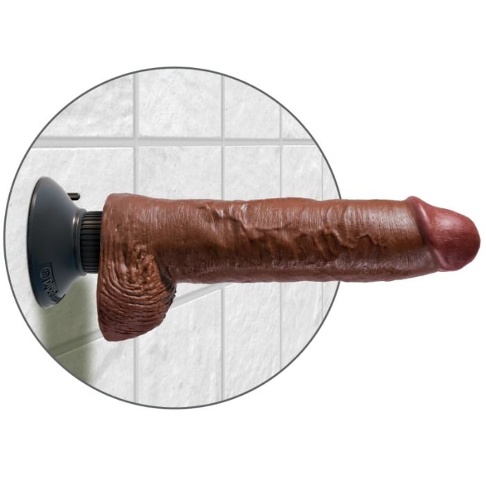 KING COCK - GODE VIBRATEUR AVEC TESTICULES 25.5 CM COULEUR MARRON KING COCK