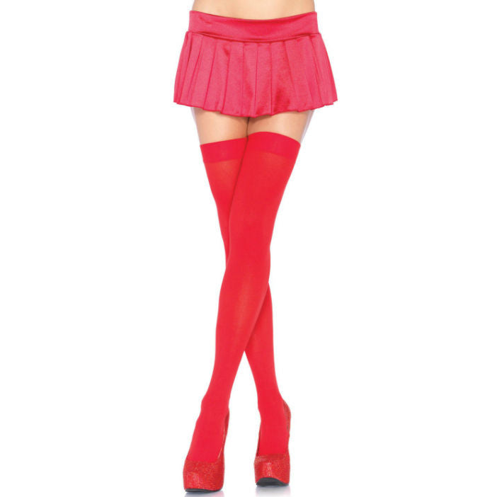 LEG AVENUE - CUISSES HAUTES EN NYLON ROUGE LEG AVENUE HOSIERY