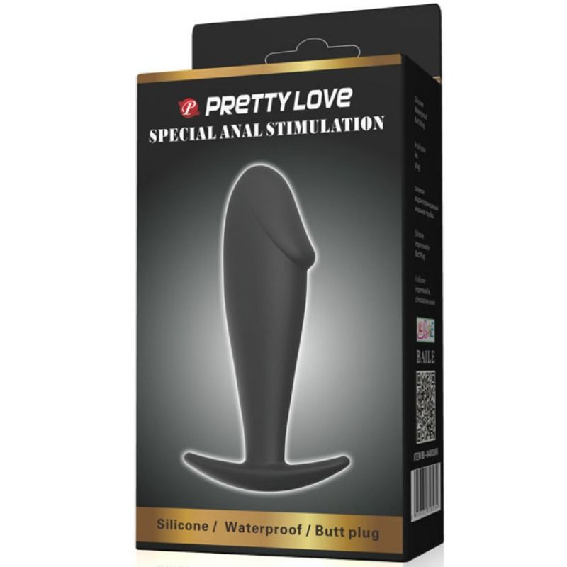 PRETTY LOVE - PLUG ANAL FORME DE PÉNIS EN SILICONE NOIR PRETTY LOVE BOTTOM