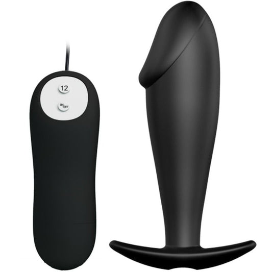 PRETTY LOVE - PLUG ANAL EN SILICONE FORME PÉNIS ET 12 MODES DE VIBRATION NOIR PRETTY LOVE BOTTOM