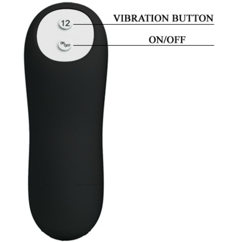 PRETTY LOVE - PLUG ANAL EN SILICONE FORME PÉNIS ET 12 MODES DE VIBRATION NOIR PRETTY LOVE BOTTOM