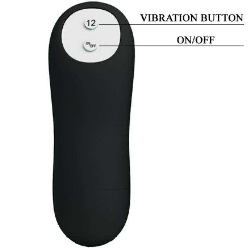 PRETTY LOVE - PLUG ANAL SILICONE EXTRA STIMULATION ET 12 MODES DE VIBRATION NOIR PRETTY LOVE BOTTOM