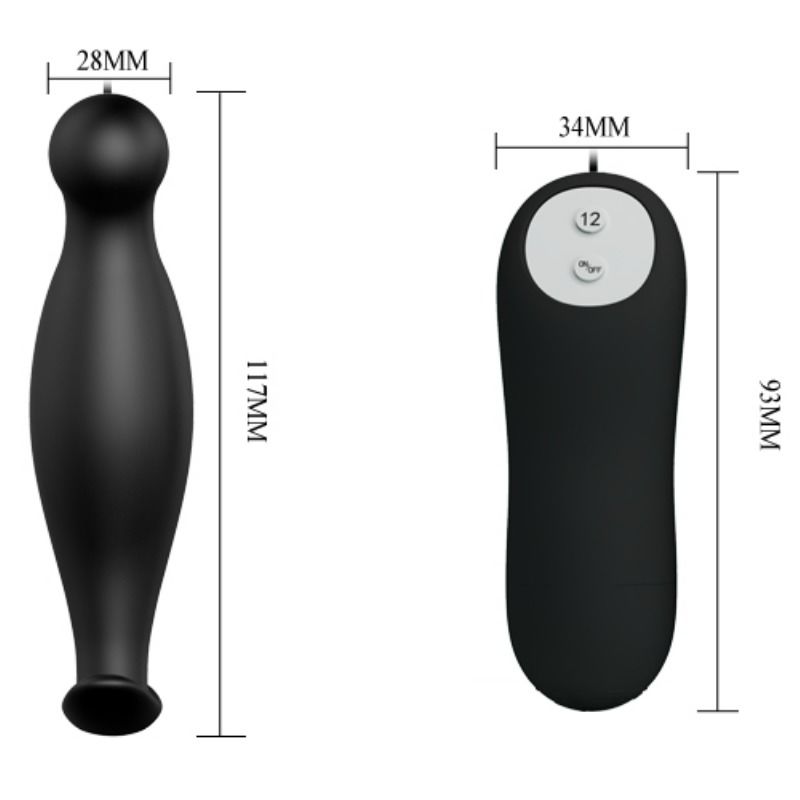 PRETTY LOVE - PLUG ANAL EN SILICONE 12 MODES DE VIBRATION NOIR PRETTY LOVE