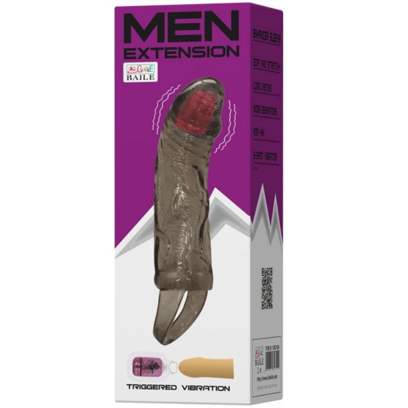 BAILE - GAINE DEXTENSION DE PÉNIS AVEC VIBRATION ET SANGLE POUR TESTICULES 13.5 CM BAILE FOR HIM