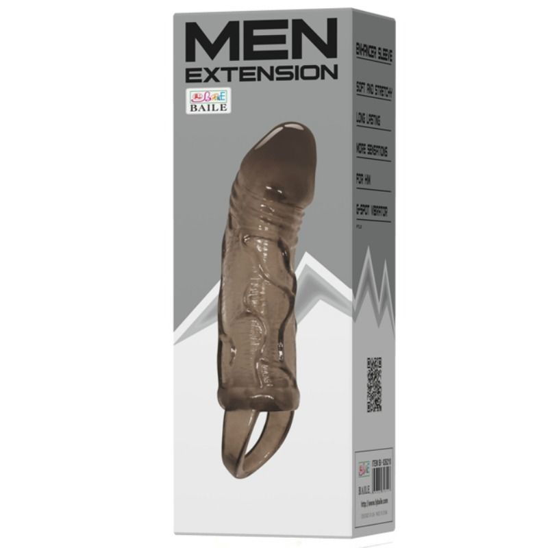 BAILE - HOUSSE DEXTENSION DE PÉNIS AVEC SANGLE POUR TESTICULES NOIR 13.5 CM BAILE FOR HIM